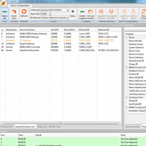 Software de análisis - Toolkit  - Actisense - de pruebas de redes NMEA / para barco / para velero