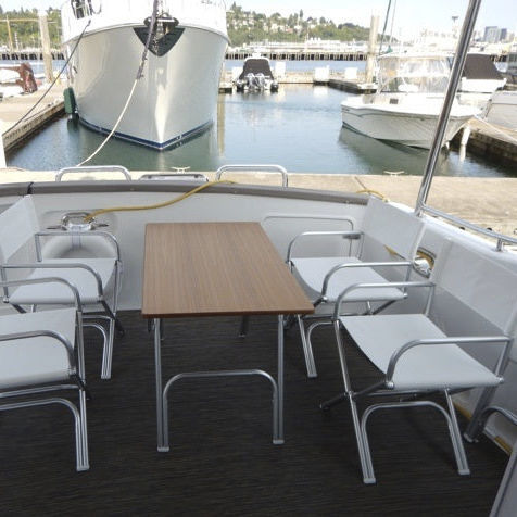 Mesa de cockpit plegable - M200T - Forma Marine Furniture, LLC. - de teca / de aluminio / marrón
