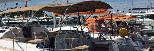 Bimini top para velero - Nauti Sattler - para caseta del timón / con estructura de acero inoxidable / a medida