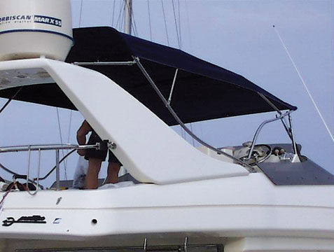 Bimini top para barco de motor - Nauti Sattler - para flybridge / con estructura de acero inoxidable / a medida