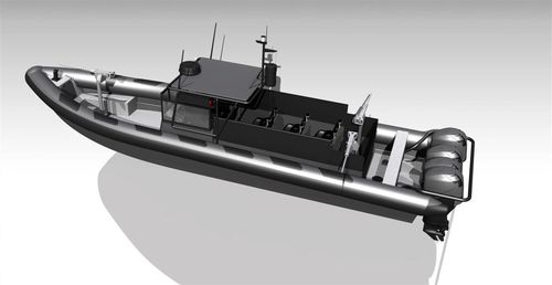 Barco profesional barco de vigilancia -  MR-1250 ASSAULT - Madera Ribs - fueraborda / embarcación neumática semirrígida