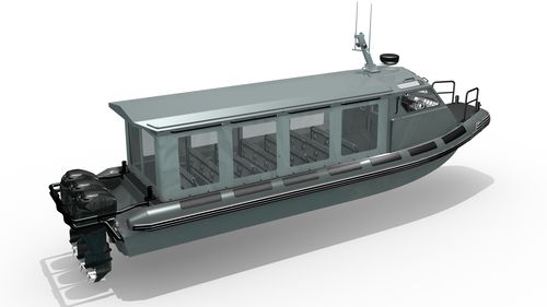 Barco profesional barco de transporte de tripulación - MRC1250  SEMI CABIN - Madera Ribs - fueraborda / embarcación neumática semirrígida