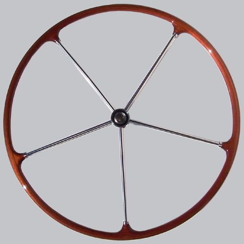 Rueda de timón para velero - V2A MAHAGONI - TCE-Engineering - de acero inoxidable / de caoba / tradicional