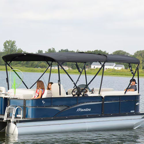 Bimini top para barco pontón - Manitou Pontoon Boats - para caseta del timón / negro