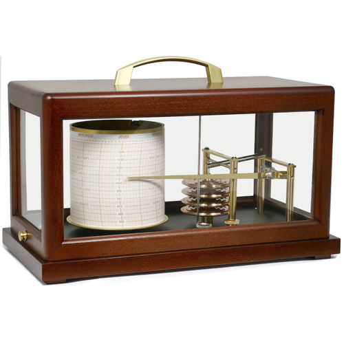 Barógrafo analógico - LARGE MAHOGANY - NAUDET - de caoba