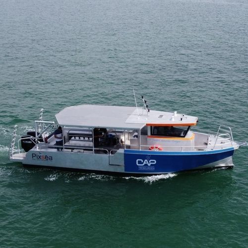 Barco profesional embarcación de apoyo al buceo - PIXSEA 1200 - BORD A BORD - fueraborda / de aluminio / con casco rígido