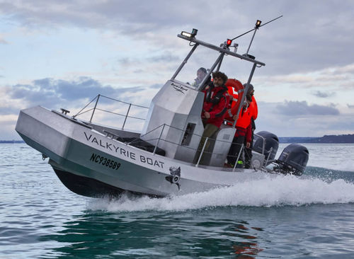 Barco profesional barco utilitario - VALKYRIE 1000 - BORD A BORD - fueraborda / de aluminio / con casco rígido