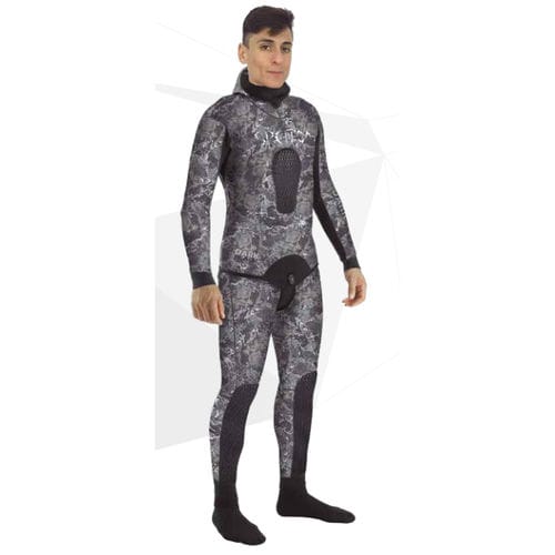 Traje húmedo de buceo - DARK BLACK CAMO - SPETTON - de manga larga / de una pieza / con capucha