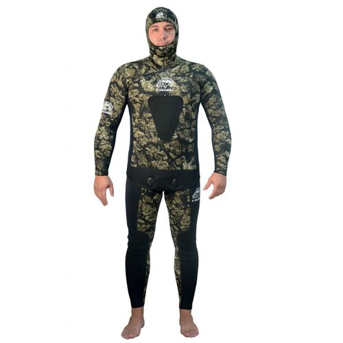 Traje húmedo para pesca submarina - CAMO STONE - H. Dessault - de dos piezas / con capucha / 7 mm