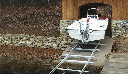 Ascensor de barcos - Roll-A-Rail - Hewitt Boats Lifts and Docks - sistema de rail