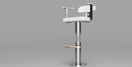 Taburete de bar de cuero artificial - 20.BS105 - Atep Italia - de teca / de acero inoxidable 316L / base redonda
