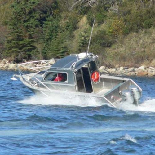 Cabin-cruiser fueraborda - ABCO 26 - ABCO Industries Limited - bimotor / con hard-top / con caseta de timón
