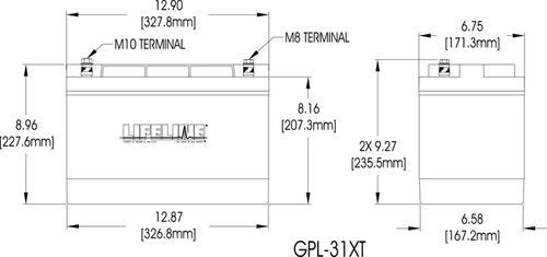 Batería marina - GPL-31XT - Lifeline Batteries - 12 V / plomo / AGM