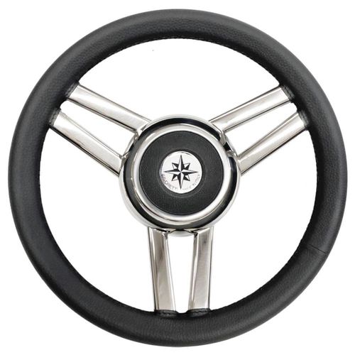 Volante para barco de motor de acero inoxidable - T25P - SAVORETTI ARMANDO & C. s.n.c. - forro de cuero / racing / 6 radios