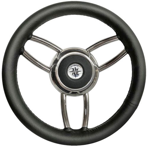Volante para barco de motor de acero inoxidable - T26P - SAVORETTI ARMANDO & C. s.n.c. - forro de cuero / racing / 6 radios