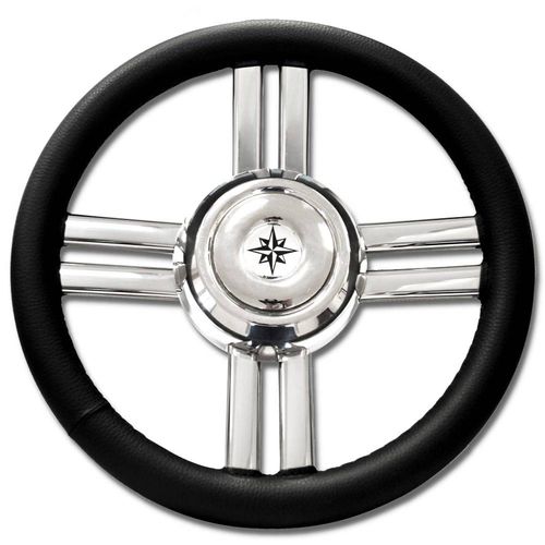 Volante para barco de motor de acero inoxidable - T24P series - SAVORETTI ARMANDO & C. s.n.c. - forro de cuero / racing / 8 radios