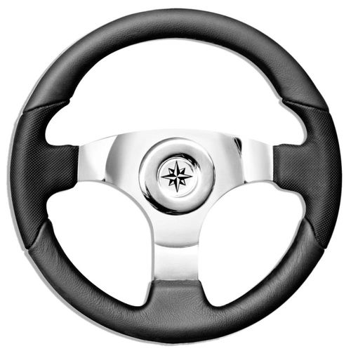 Volante para barco de motor de acero inoxidable - T12/35 series - SAVORETTI ARMANDO & C. s.n.c. - barnizado con poliuretano / de carbono / forro de cuero