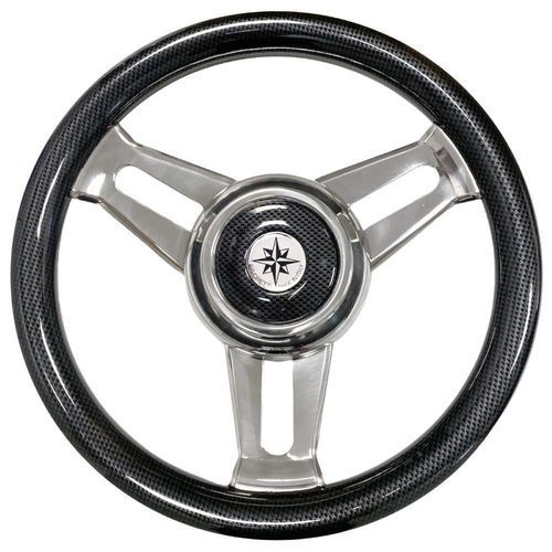 Volante para barco de motor de acero inoxidable - T30 CF - SAVORETTI ARMANDO & C. s.n.c. - de carbono / 6 radios / negro