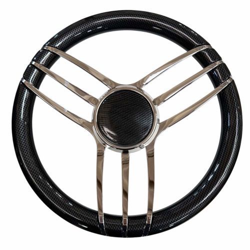 Volante para barco de motor de acero inoxidable - T31CF - SAVORETTI ARMANDO & C. s.n.c. - de madera / de carbono / forro de cuero