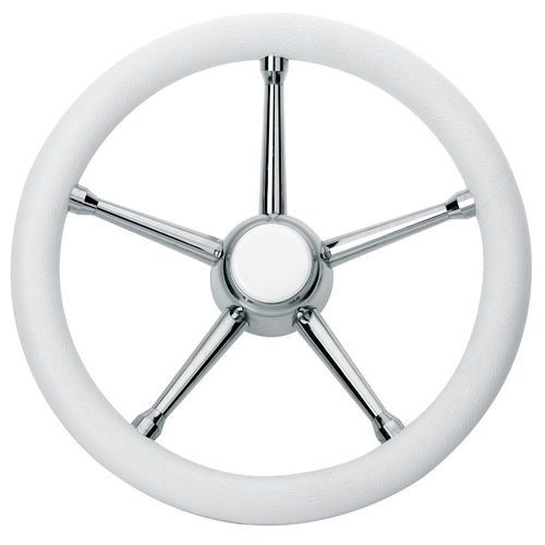 Volante para barco de motor barnizado con poliuretano - T17 series - SAVORETTI ARMANDO & C. s.n.c. - de acero inoxidable / de teca / de caoba