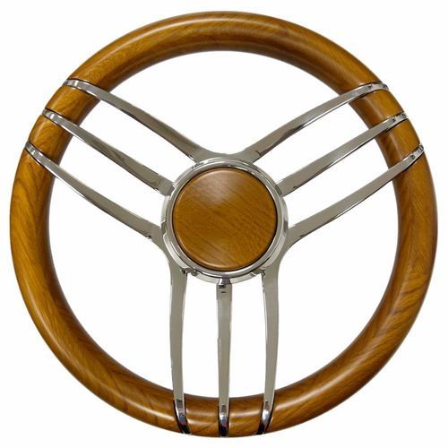 Volante para barco de motor barnizado con poliuretano - T31 LMO-LTE series - SAVORETTI ARMANDO & C. s.n.c. - de acero inoxidable / de teca / de caoba