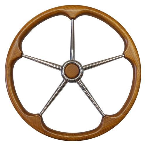 Volante para barco de motor de acero inoxidable - T8T series - SAVORETTI ARMANDO & C. s.n.c. - de teca / clásico / 5 radios