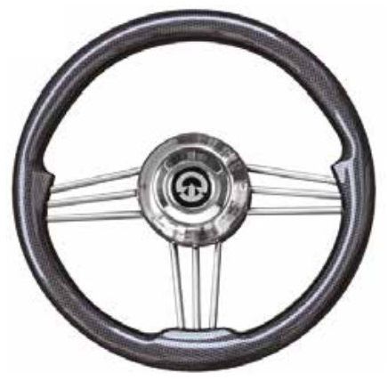 Volante para barco de motor de acero inoxidable - VS02 - Riviera srl Genova - barnizado con poliuretano / de carbono / de caoba