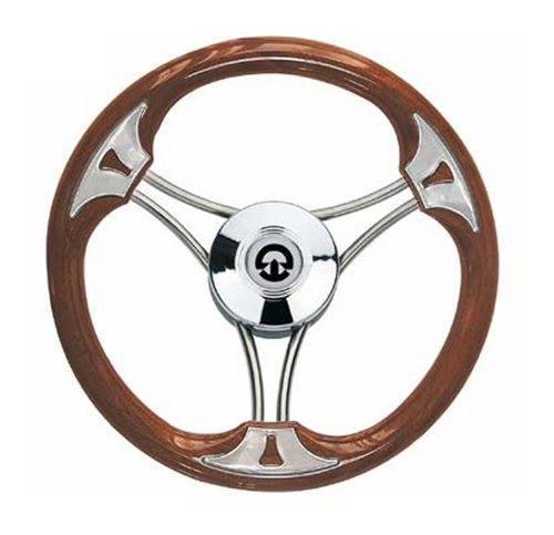 Volante para barco de motor de acero inoxidable - VS03 - Riviera srl Genova - barnizado con poliuretano / de caoba / racing