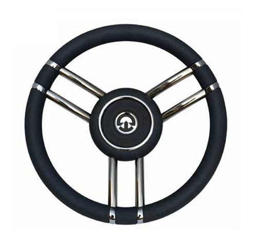 Volante para barco de motor de acero inoxidable - VS14 - Riviera srl Genova - barnizado con poliuretano / racing / 3 radios