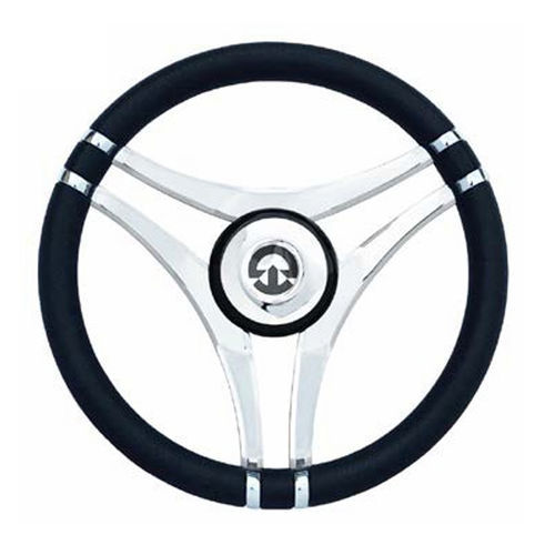 Volante para barco de motor de acero inoxidable - VS15 - Riviera srl Genova - barnizado con poliuretano / racing / 3 radios