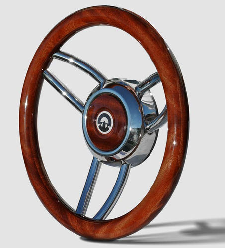 Volante para barco de motor de acero inoxidable - VS13 - Riviera srl Genova - barnizado con poliuretano / racing / 3 radios