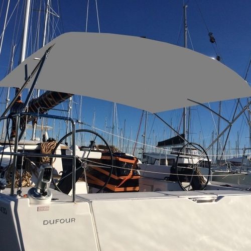 Bimini top para velero - Dufour 430 - TTOP Nautic - para caseta del timón / con estructura de acero inoxidable / gris