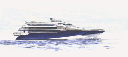 Megayate de gran velocidad - Wavepiercer Giga - LOMOcean Design - raised pilothouse / de composite