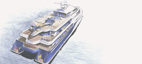 Megayate catamarán - Wavepiercer  - LOMOcean Design - de chárter / raised pilothouse / de composite