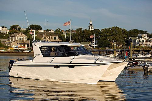Cabin-cruiser catamarán - EXPRESS 30 - ArrowCat Marine - fueraborda / con hard-top / de pesca deportiva