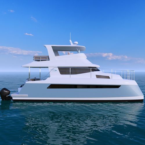 Barco cabinado catamarán - Powerplay  42 - Powerplay Power Catamarans - intraborda / bimotor / con fly