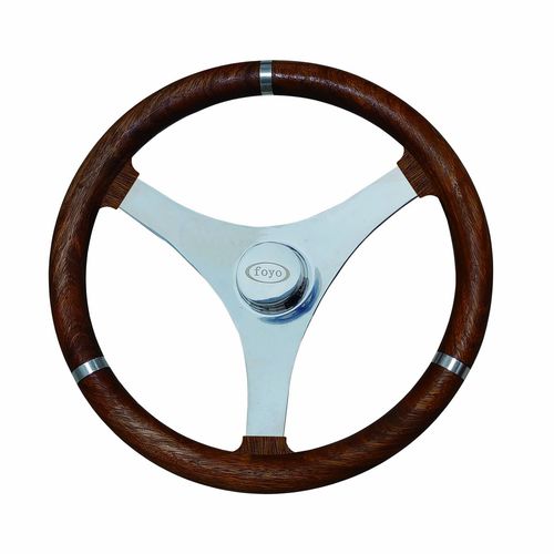 Volante para barco de motor de acero inoxidable - 73004 series - AAA WORLD-WIDE ENTERPRISES LTD. - de teca / marrón