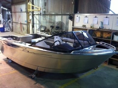 Bay boat fueraborda - 440 THRESHER DORY - Marco Boats - con doble consola / de pesca deportiva