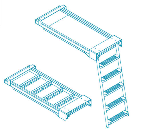 Escalera para barco - 01.075 series - TR INOX - abatible / telescópica / de baño