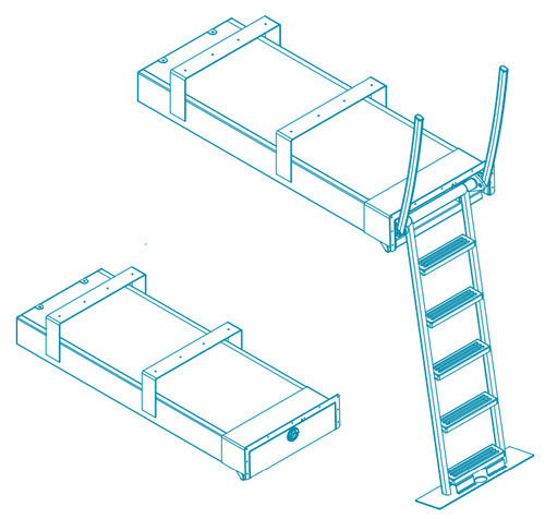 Escalera para barco - 01.076 series - TR INOX - abatible / de baño / para espejo de popa