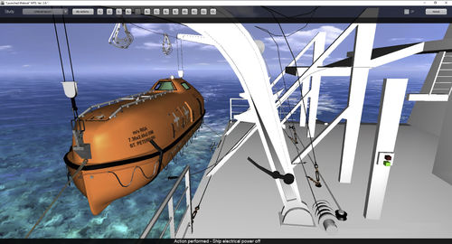 Software de simulación - Davit launched Lifeboat - STORM SIM - bote salvavidas bajo pescantes / multimedia