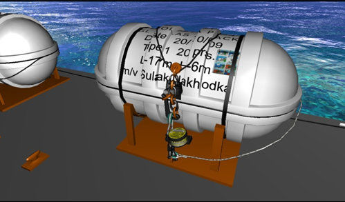 Software de simulación - Thrown overboard Liferaft - STORM SIM - para balsa salvavidas arrojada por la borda / multimedia