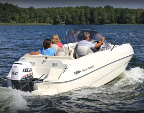 Day-cruiser fueraborda - SUNBREEZE 226 - SMARTLINER - open / con doble consola / de fibra de vidrio