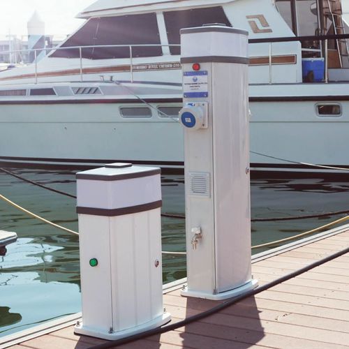 Torreta de suministro eléctrico - Goodocks Marine (Hong Kong) Co., Ltd. - de suministro de agua / para pantalán / de aluminio