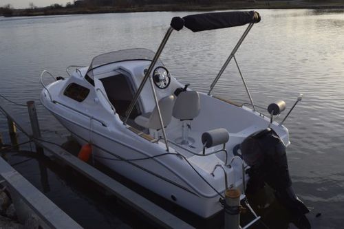 Bote fueraborda - QX480 - Marine Times Newspaper - open / con doble cubierta solar / de deporte
