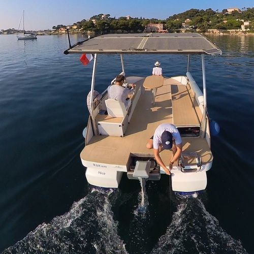 Barco open electrosolar - SRE 23 Fishing Zen - SeaZen - catamarán / fueraborda / con hard-top