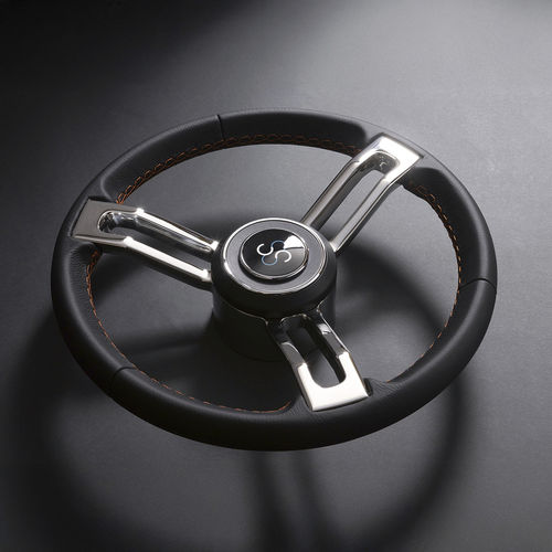 Volante para barco de motor de acero inoxidable - COLUMBUS - CASTELLI ITALIA - racing / 3 radios / marrón