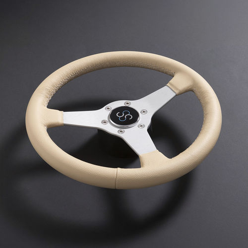 Volante para barco de motor de aluminio - LITUS - CASTELLI ITALIA - forro de cuero / forro de cuero / 3 radios