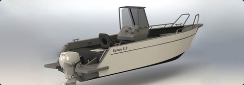 Barco open fueraborda - Aurora 5.0 - aurora (dalian) yachts co ltd - con consola central / de aluminio / con solárium