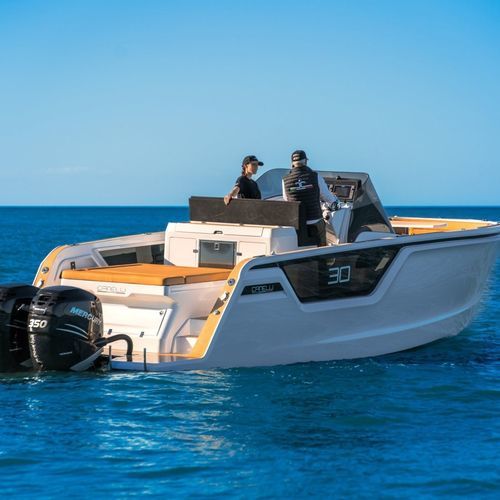 Barco cabinado fueraborda - 30 - Canelli Yachts s.r.l. - bimotor / open / con consola central